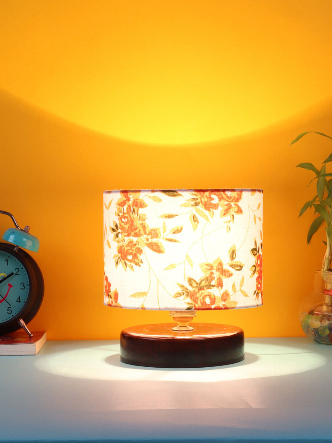 Devansh Multi Wood Table lamp With Wood Brown Base