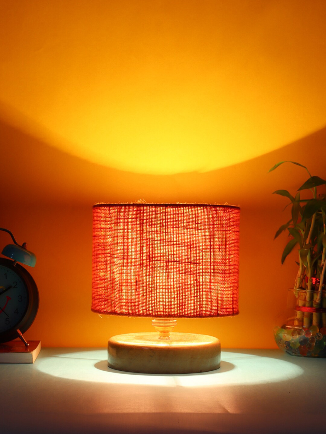 Devansh Orange Jute Table Lamp with Shade