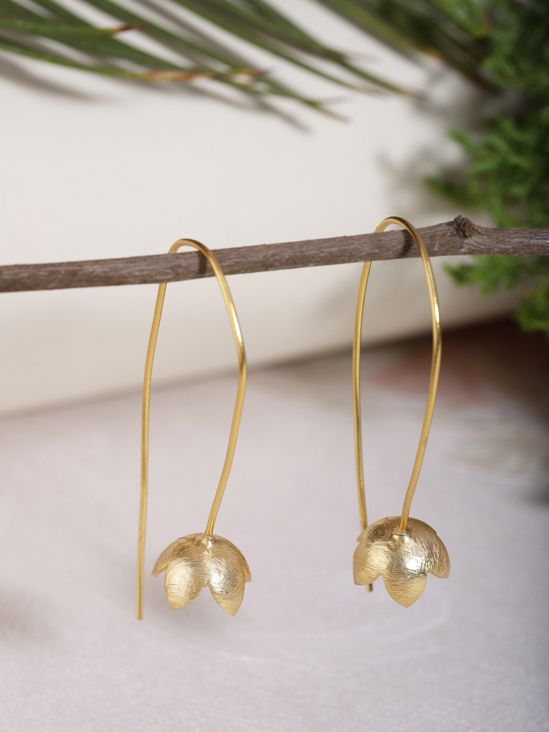 Berserk Gold-Toned Contemporary Drop Earrings