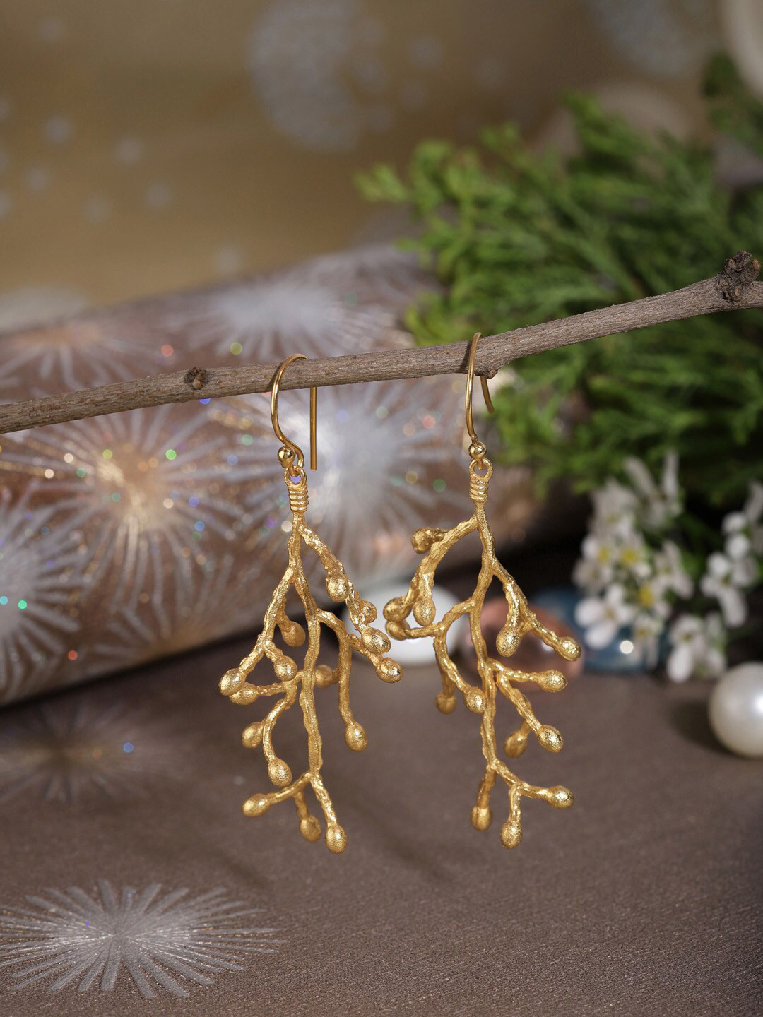 Berserk Women Gold Plated Vine Cluster Loops