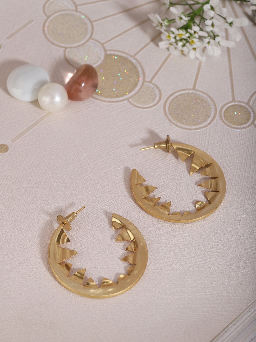 Berserk Gold-Toned Contemporary Hoop Earrings