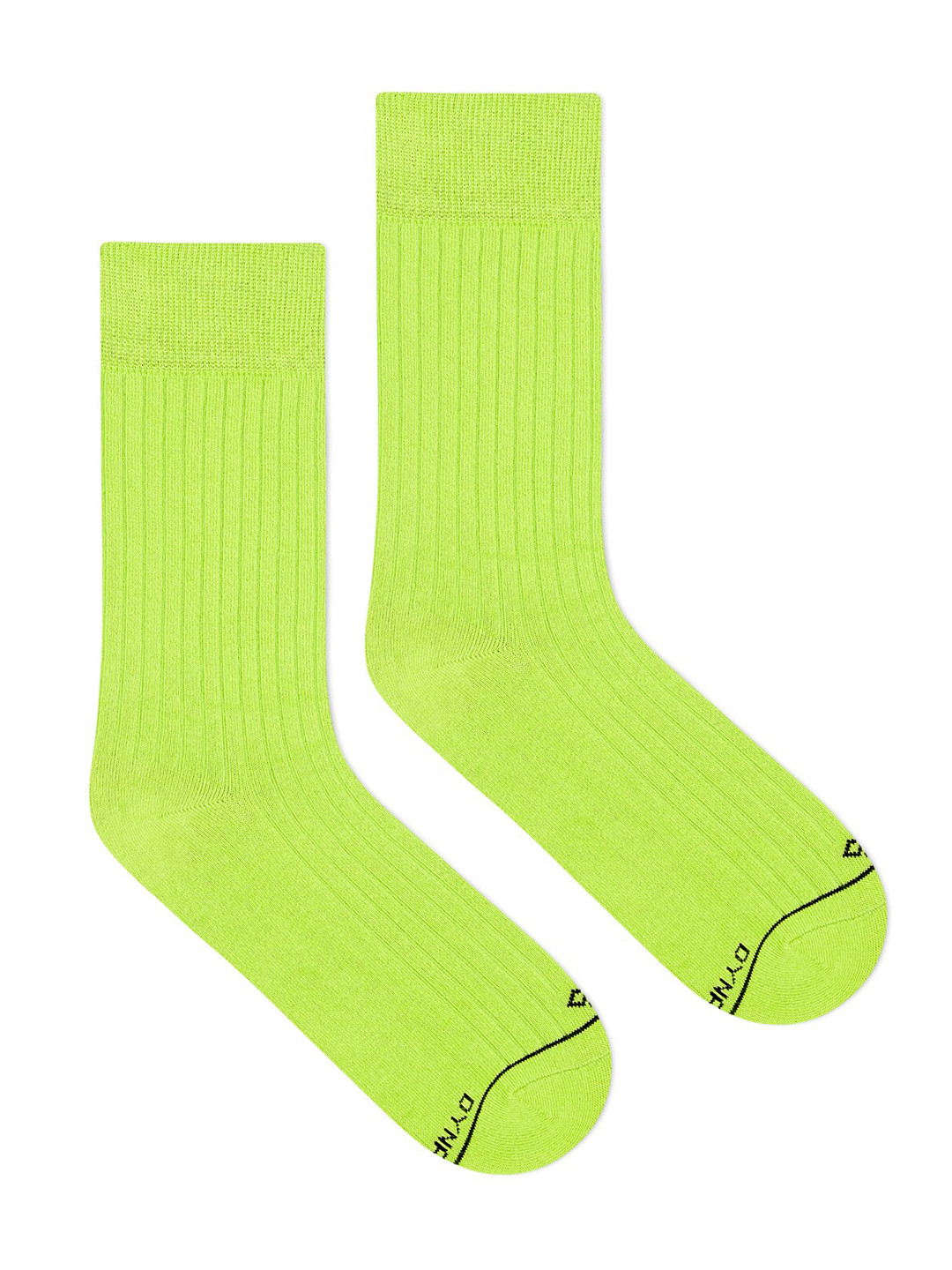 Dynamocks Unisex Fluorescent Green Solid Calf-Length Socks
