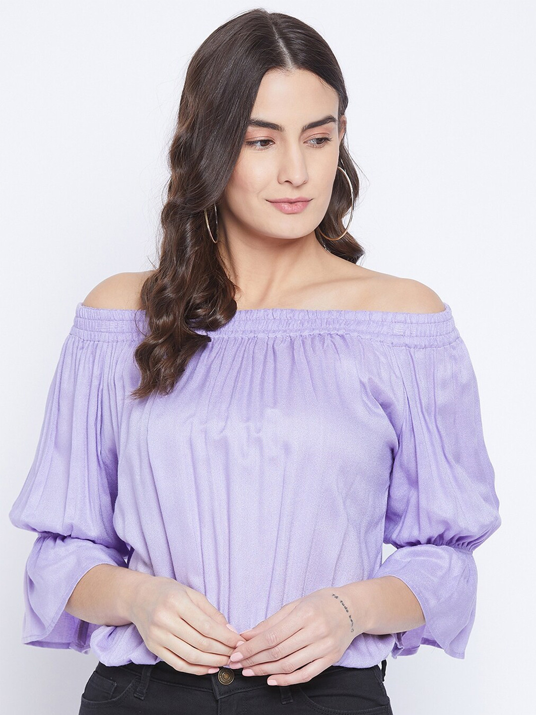 Bitterlime Woman Lavender Off-Shoulder Bardot Top