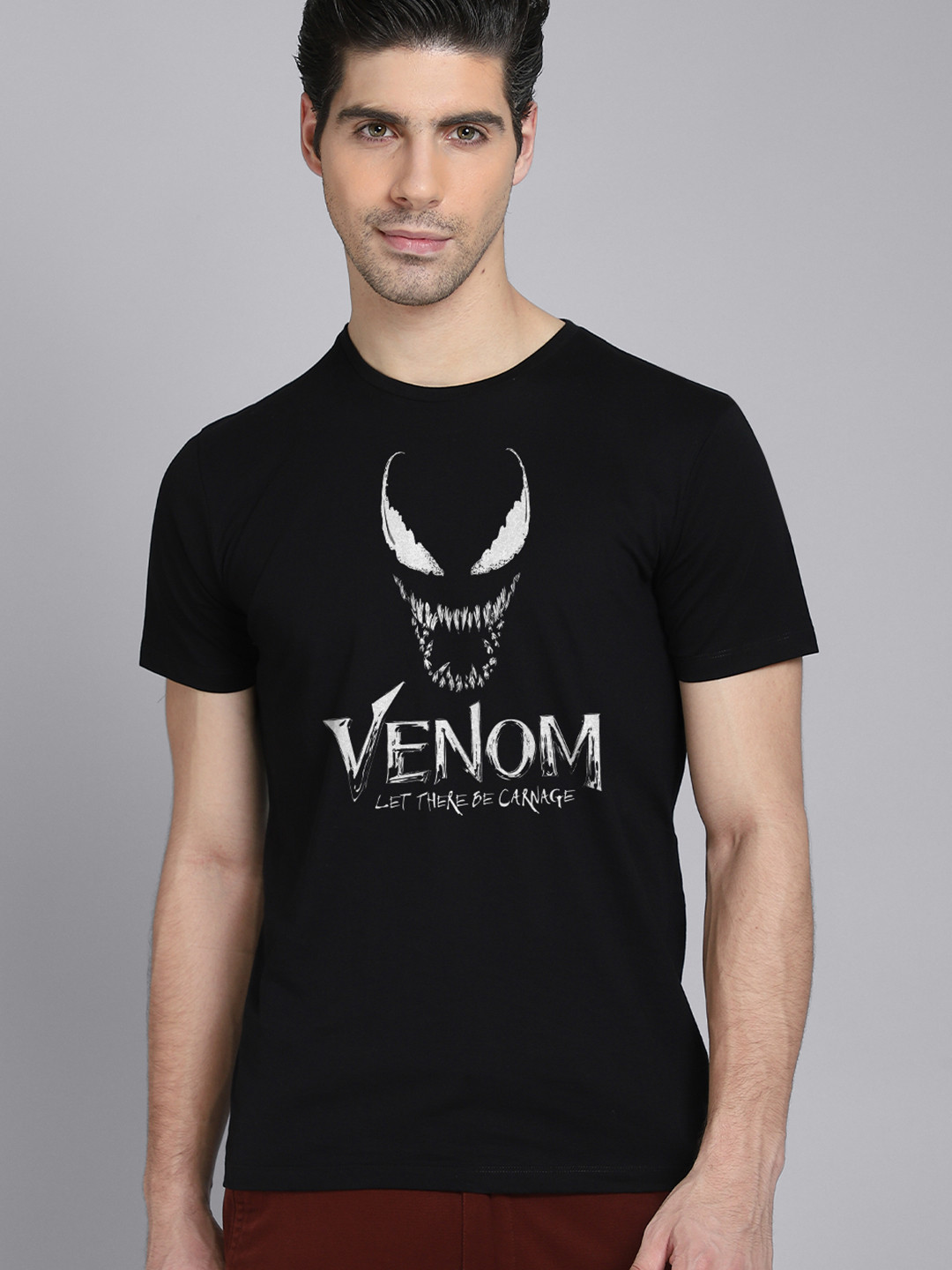Free Authority Men Black Venom Printed T-shirt