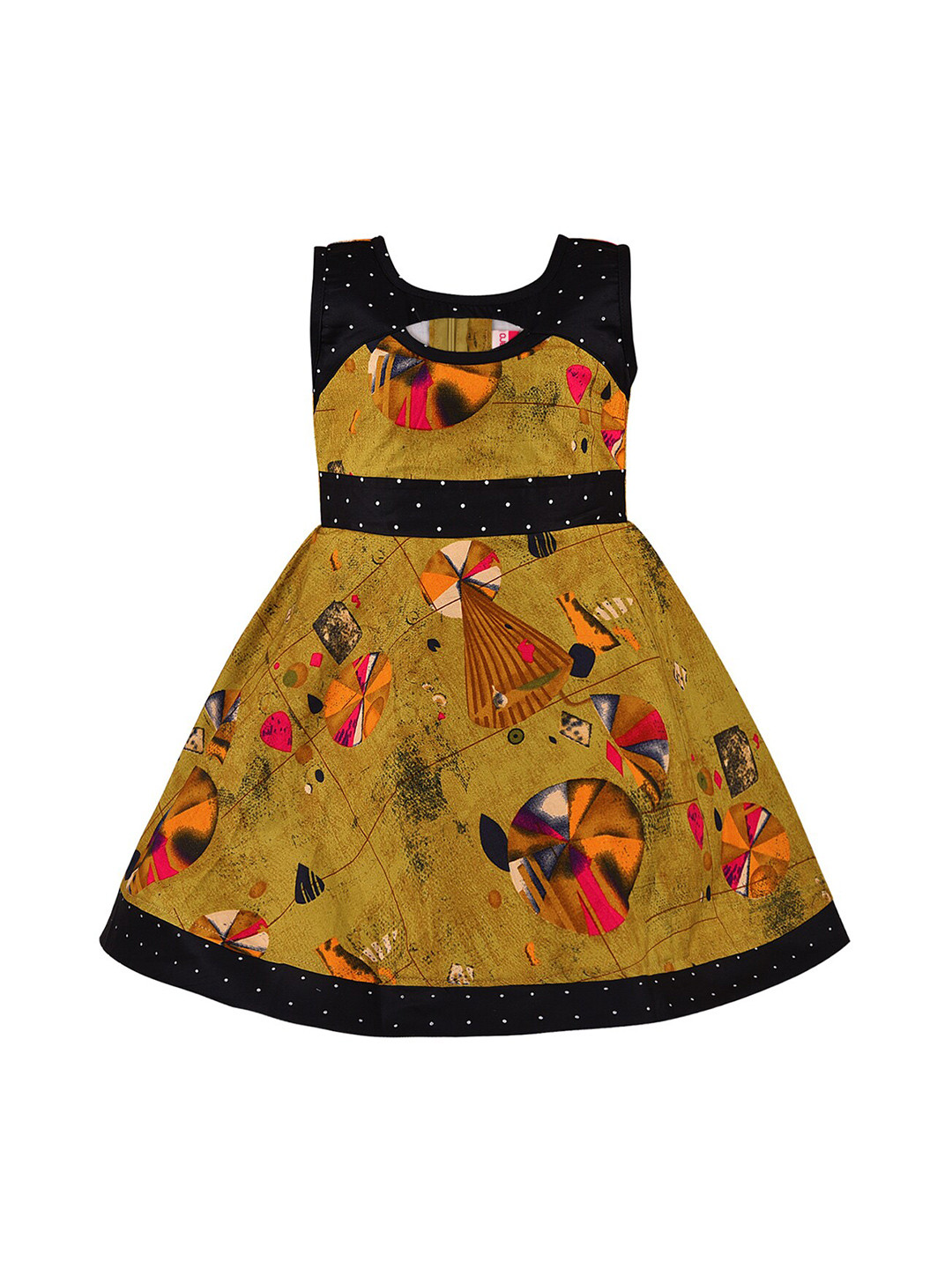 Wish Karo Mustard Yellow & Beige Printed Dress