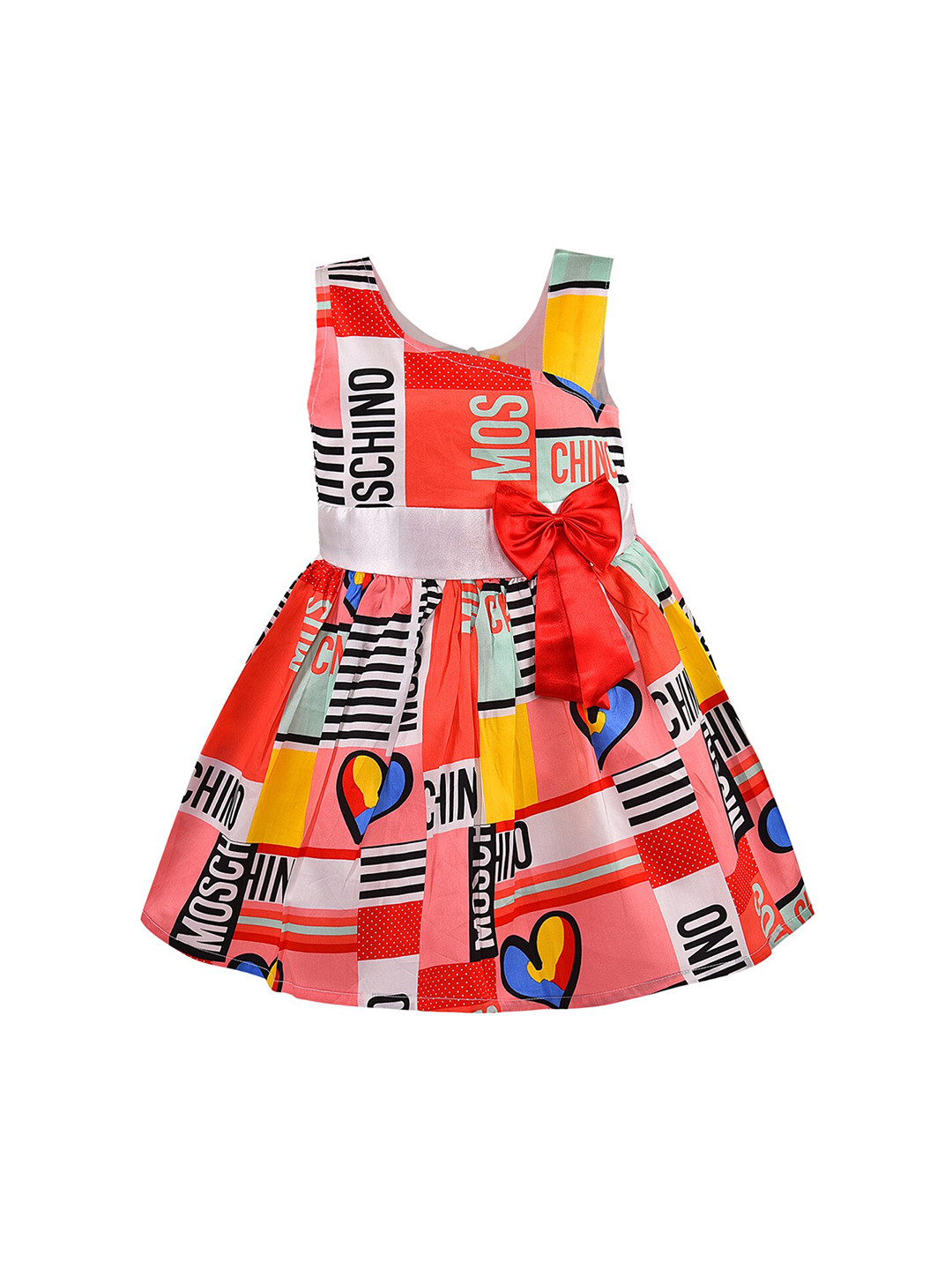 Wish Karo Girls Red & Yellow Printed Dress