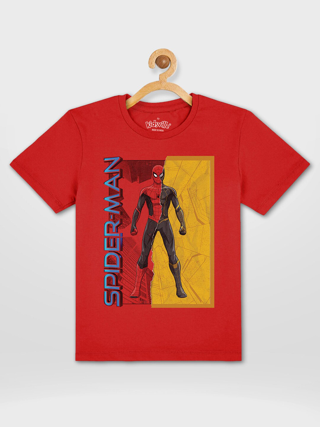 Kids Ville Boys Red Spider-Man Printed Pure Cotton T-shirt