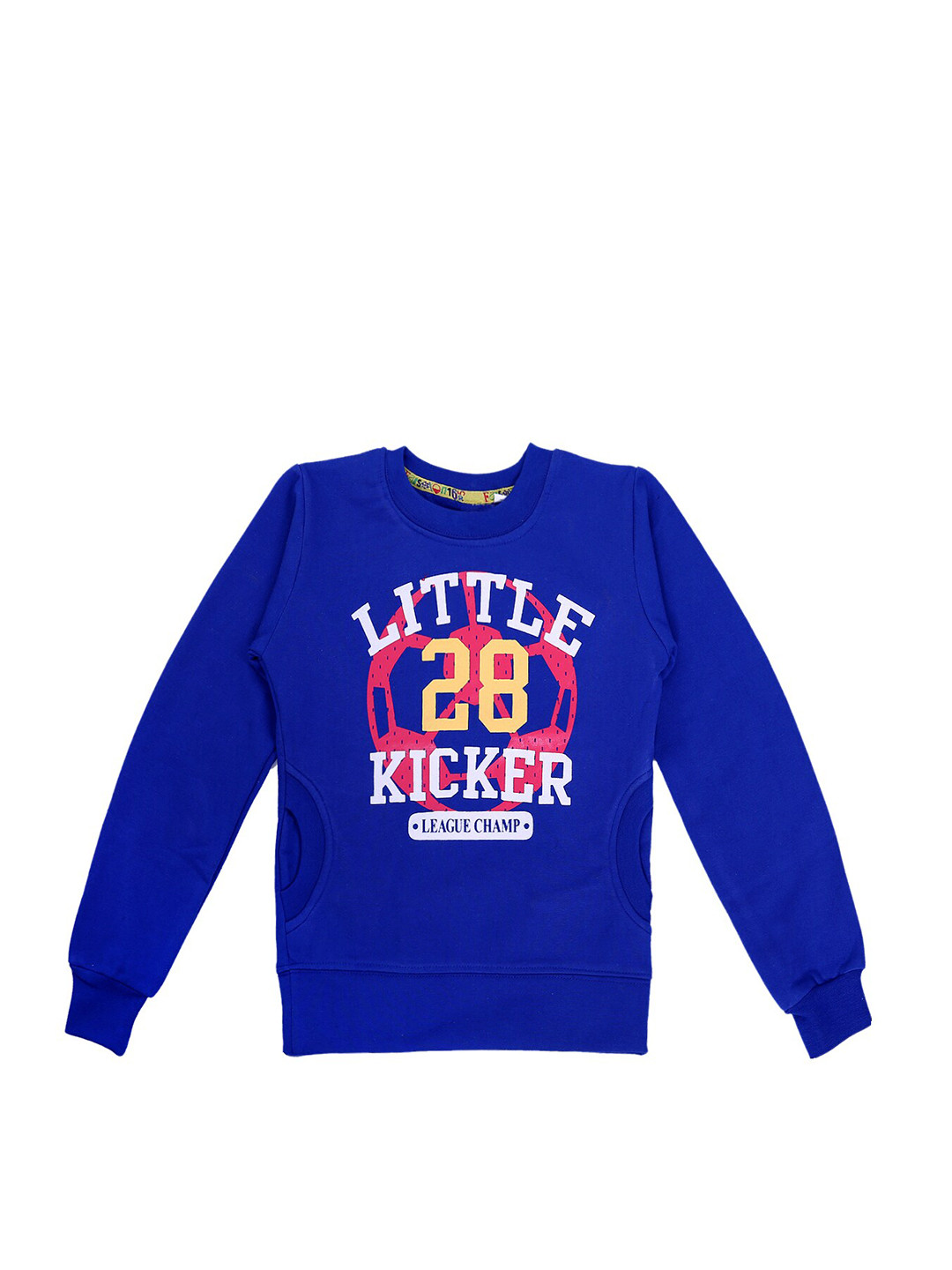 Fashionable Boys Blue & White Printed Fleece Sweatshirt