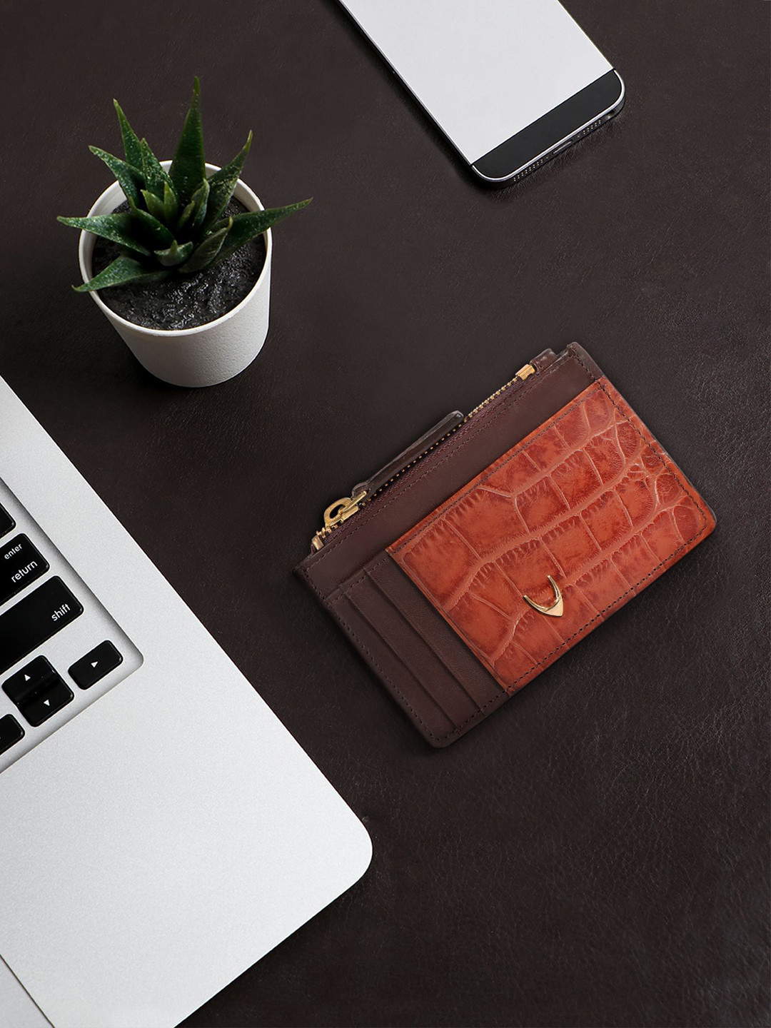 Hidesign Men Tan Brown Textured Leather Two Fold Wallet