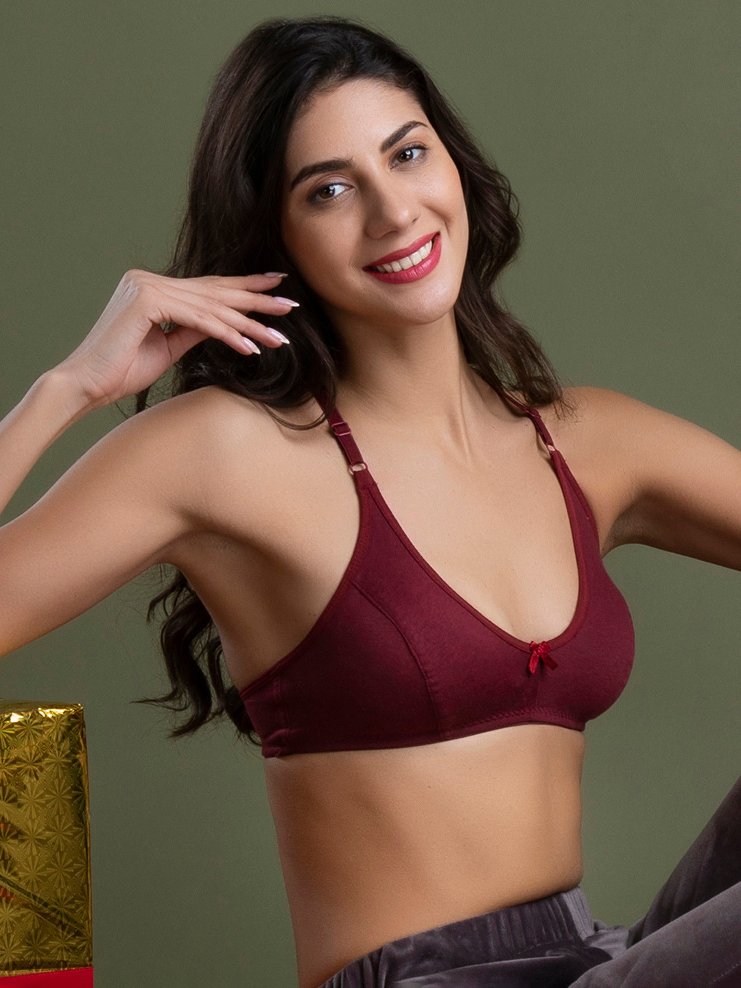 Clovia Maroon Racerback Everyday Bra - Non-Padded Non-Wired Full Coverage