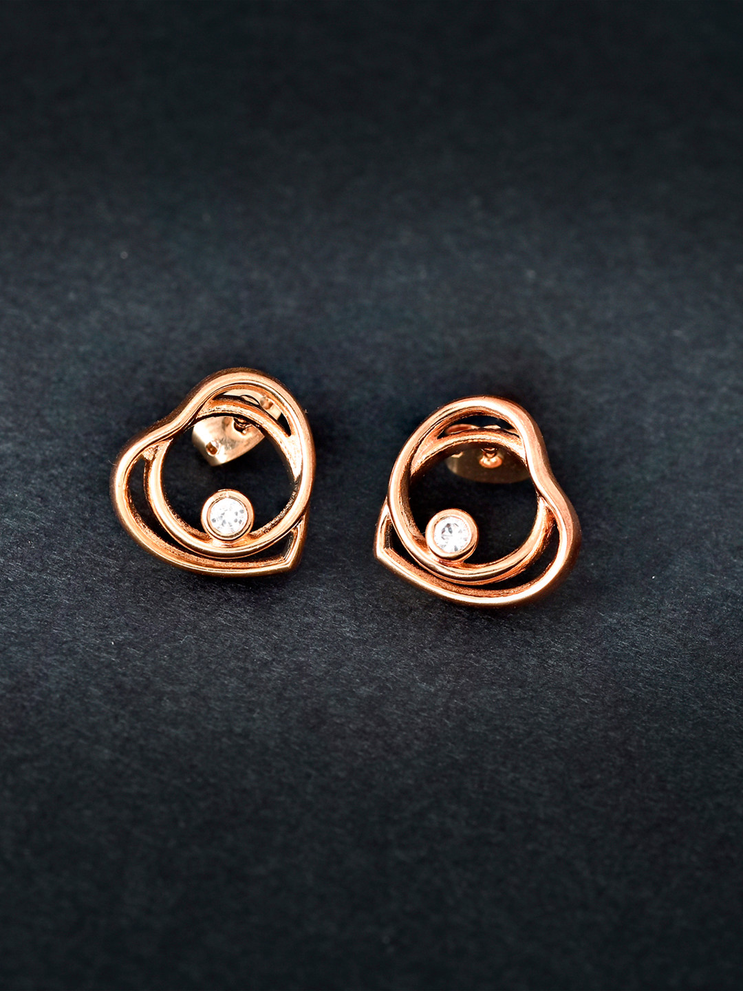MINUTIAE Rose Gold Heart Shaped Studs Earrings