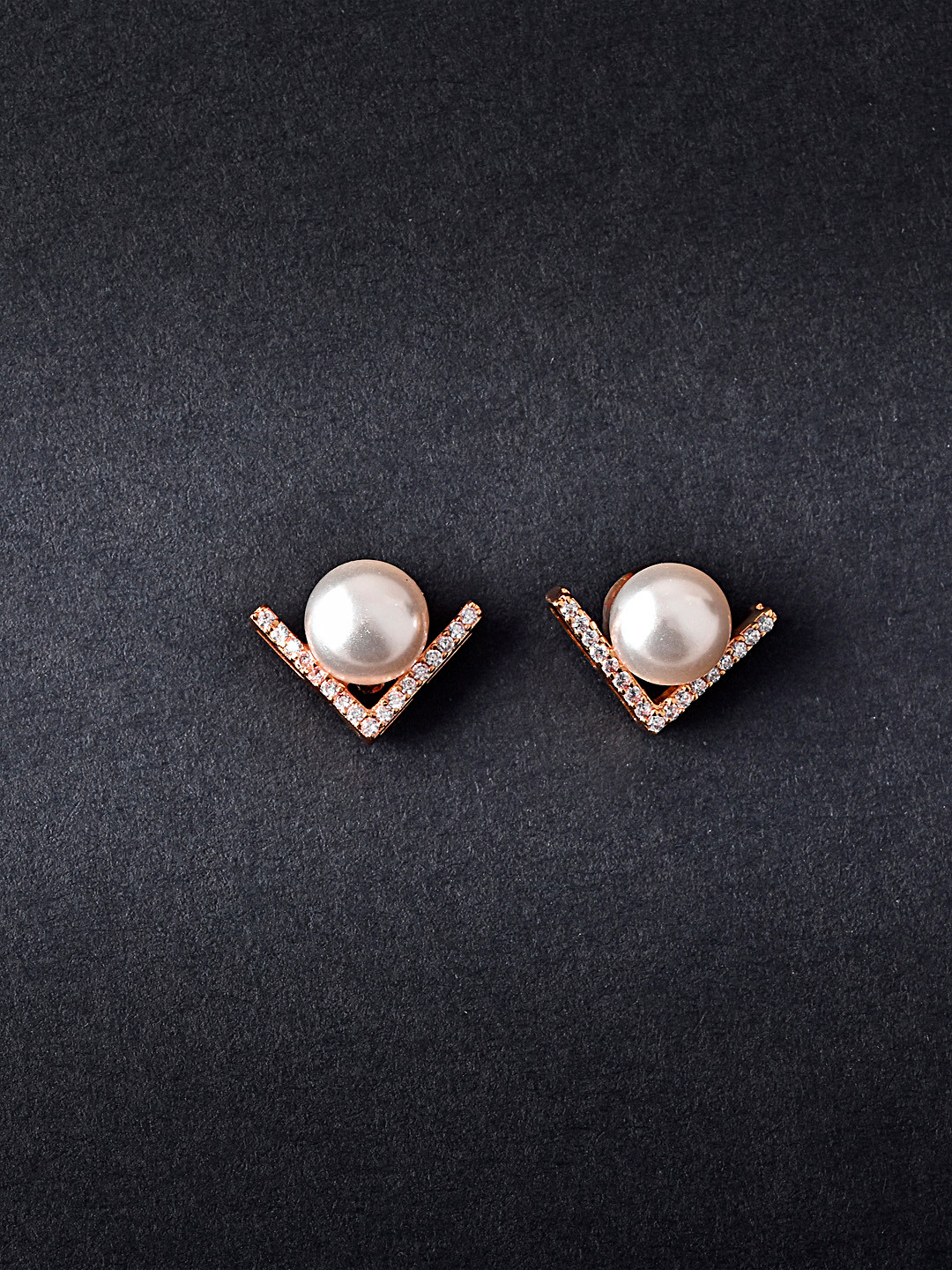 MINUTIAE Rose Gold Geometric Studs Earrings