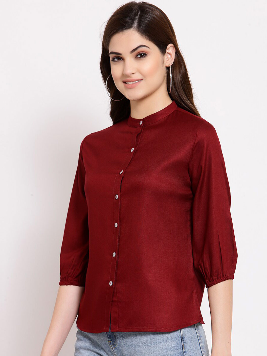 Style Quotient Women Maroon Smart Opaque Casual Shirt