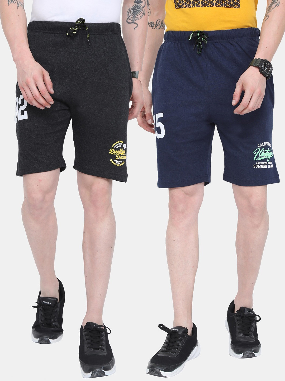 ARDEUR Men Set of 2 Multi Printed Training or Gym Sports Shorts