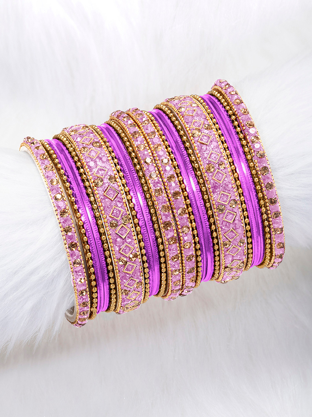 Peora Set of 22 Pink Gold Plated Bridal Chuda Bangles