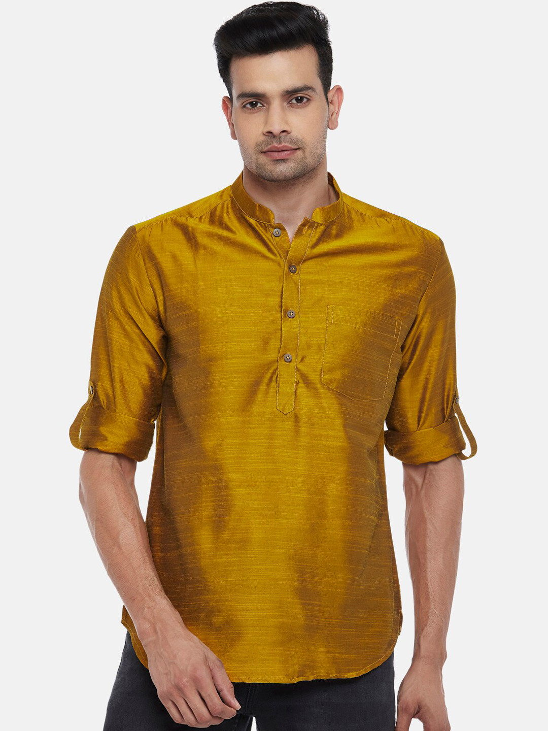 indus route by Pantaloons Men Mustard Yellow Kurta