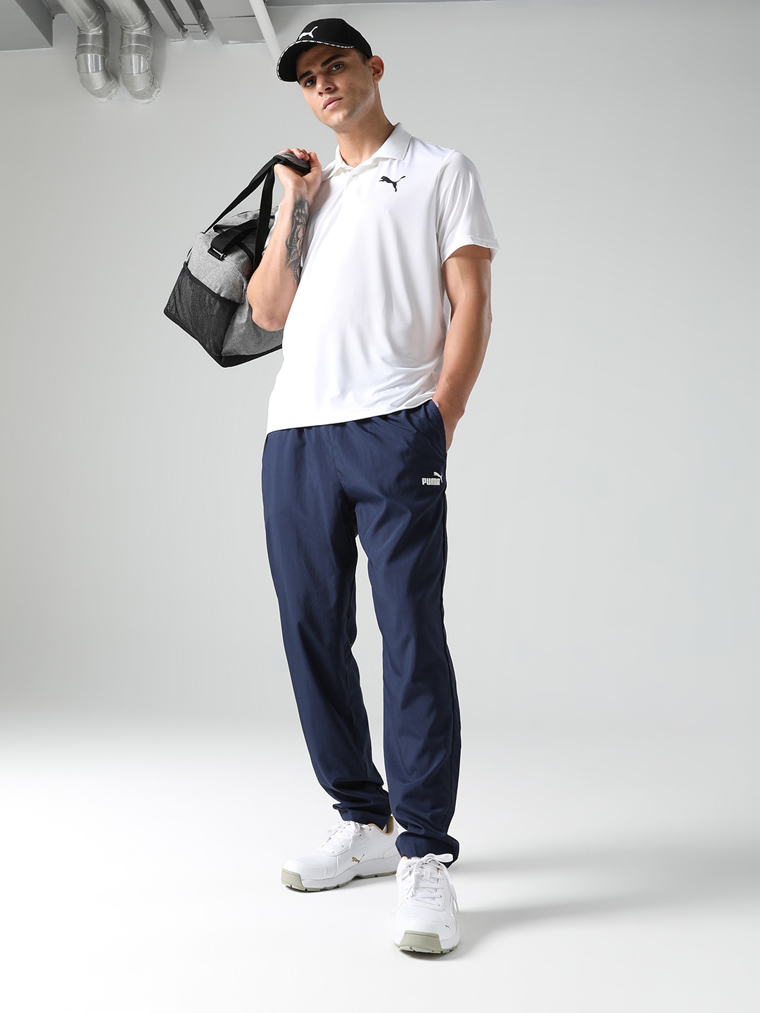 Puma Men Blue Solid Regular fit Track Pants