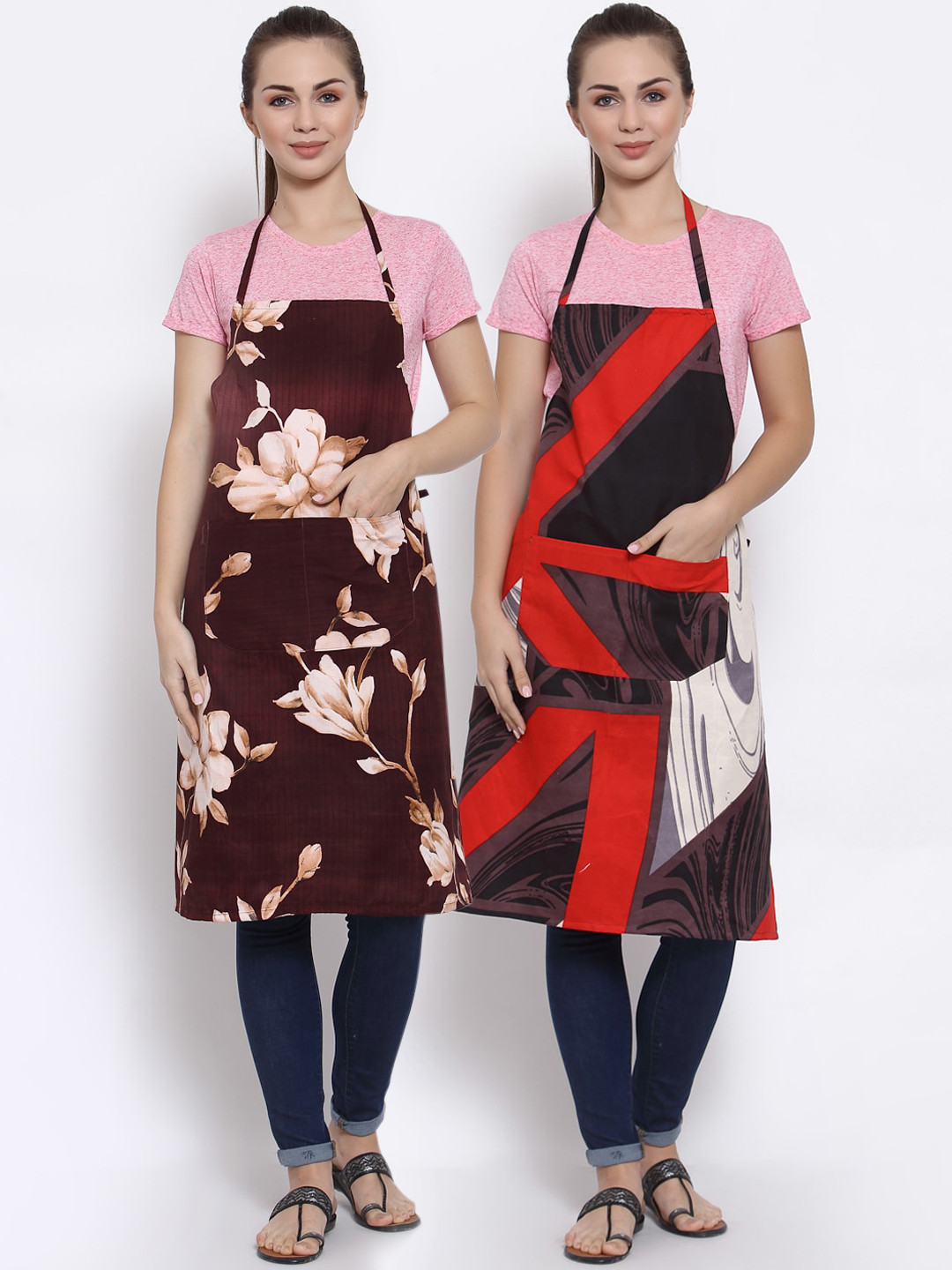 Arrabi Pack of 2 Multicolored Printed Apron