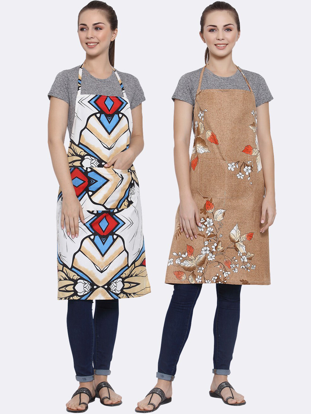 Arrabi Pack of 2 Printed Apron With Pockets