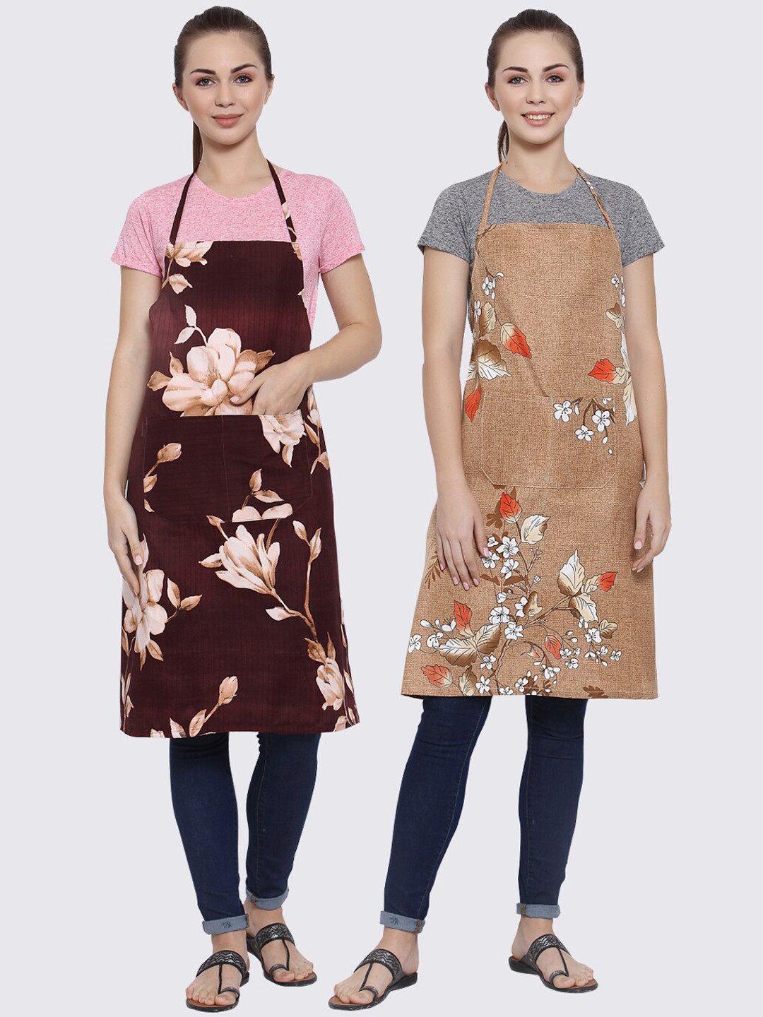 Arrabi Woman Pack of 2 Cotton Blend Apron With Patch Pockets