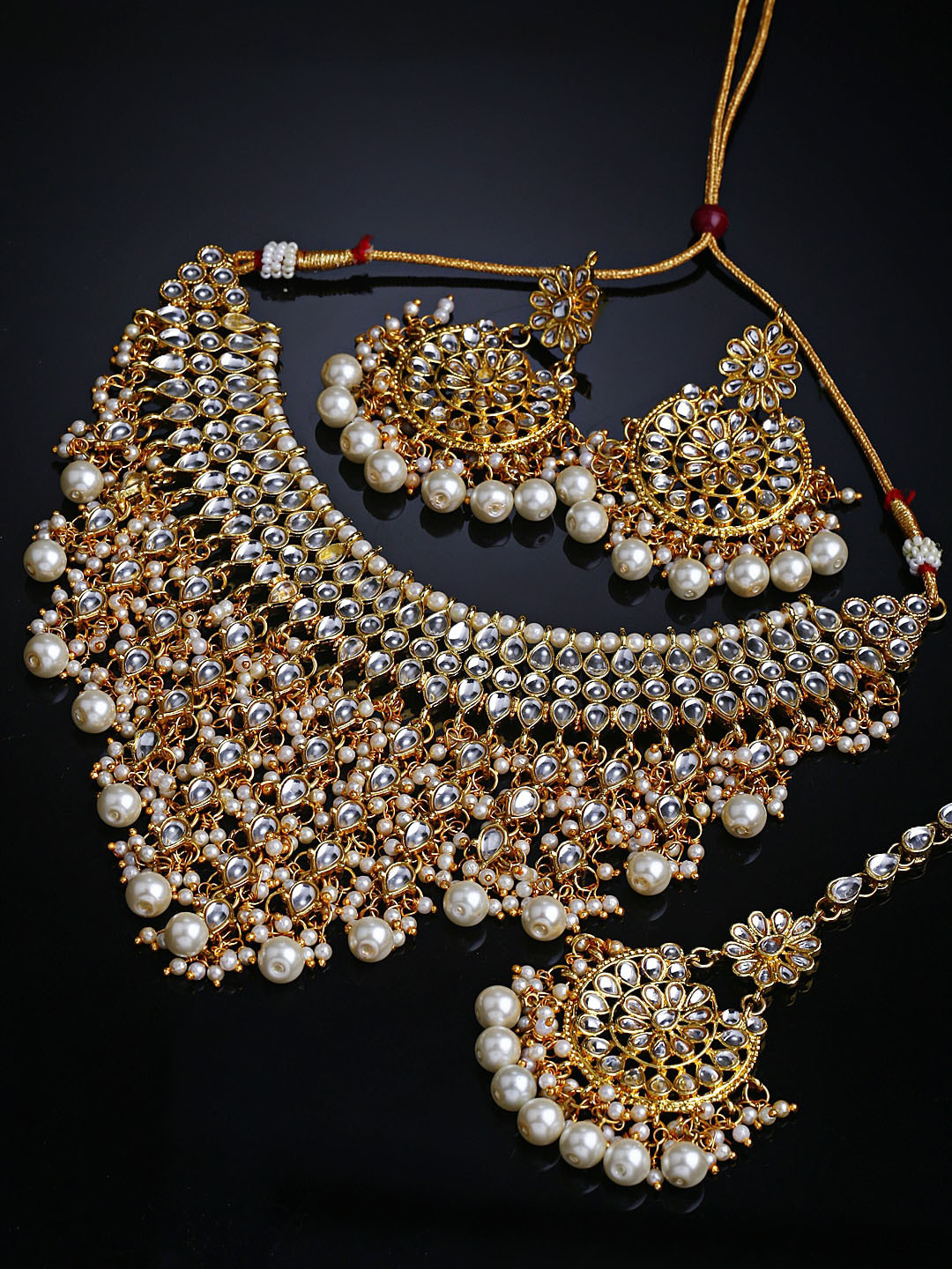 Shining Diva White Gold Plated Kundan Studded Jewellery Set