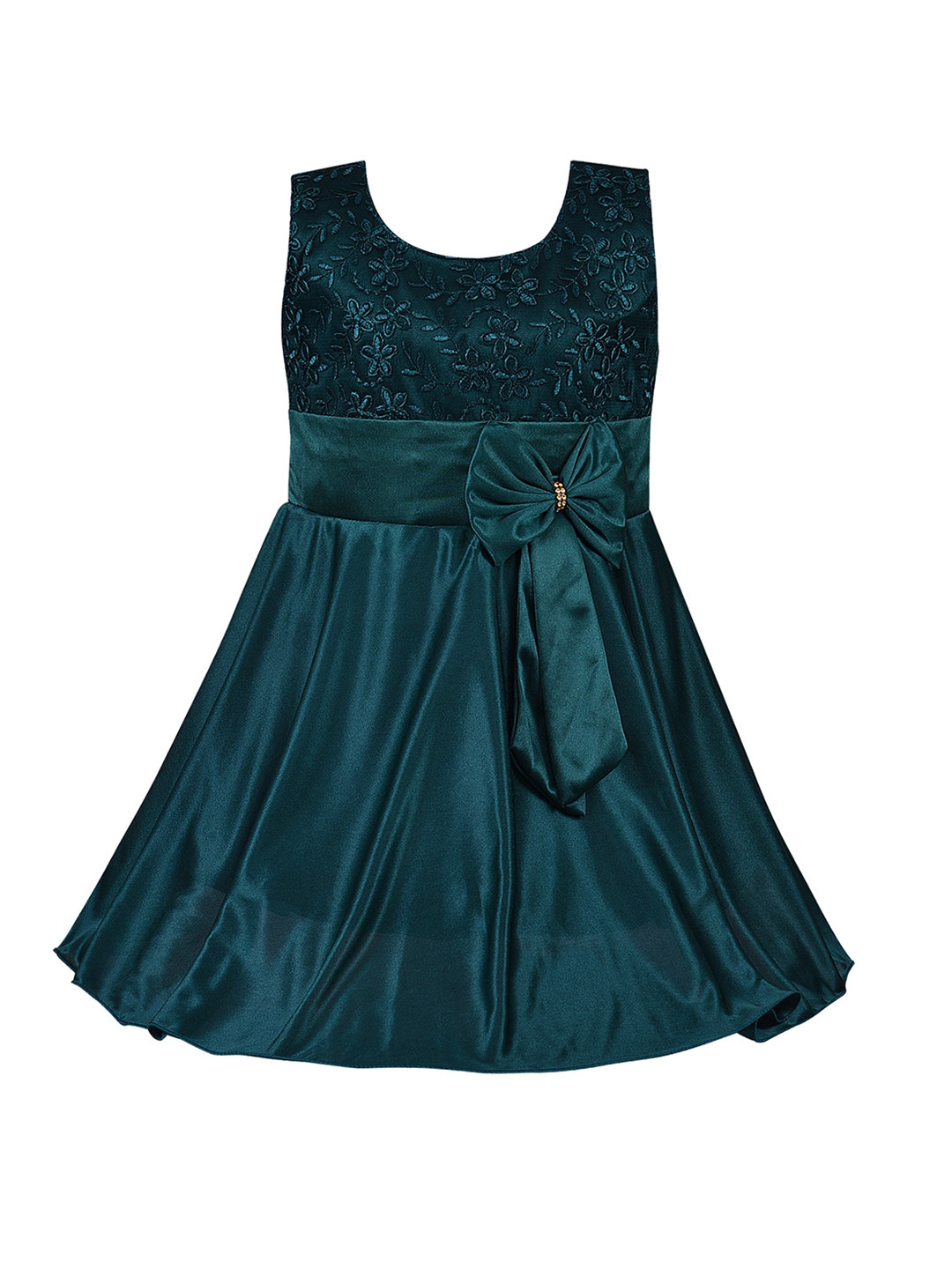 Wish Karo Kids Girls Green Satin Dress