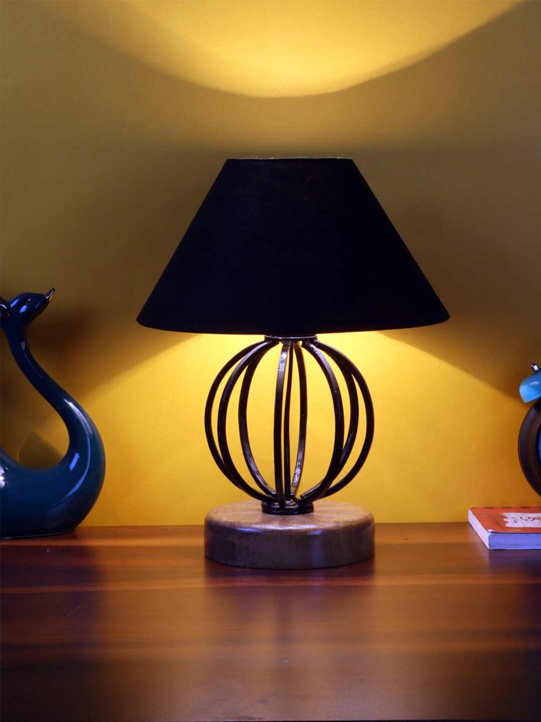 Devansh Black Cotton Table Lamp With Iron Base