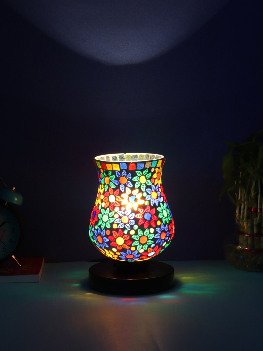 Devansh Multicoloured Mosaic Glass Table Lamp With Iron Base