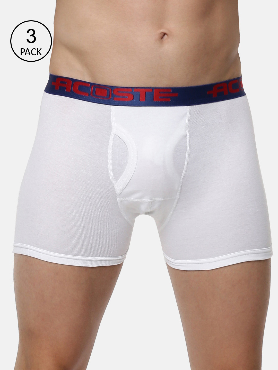 Ramraj Men Pack of 3 White ACOSTE Solid Short Length Pure Cotton Trunks