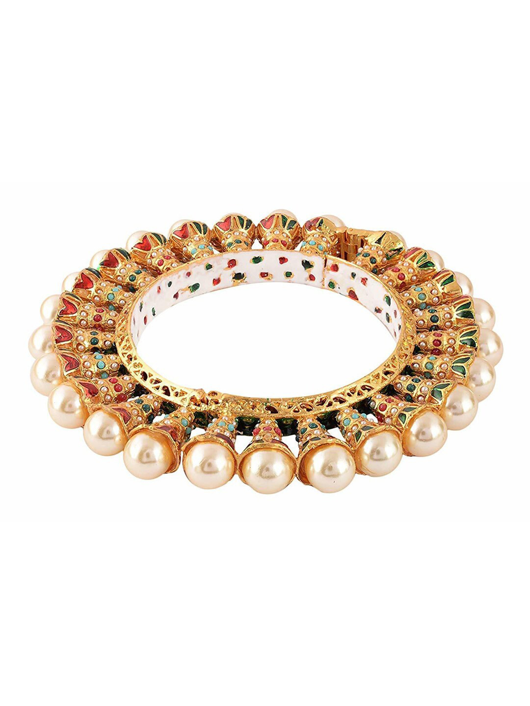 Runjhun Women Gold-Toned & Red Gold-Plated Bangle-Style Bracelet