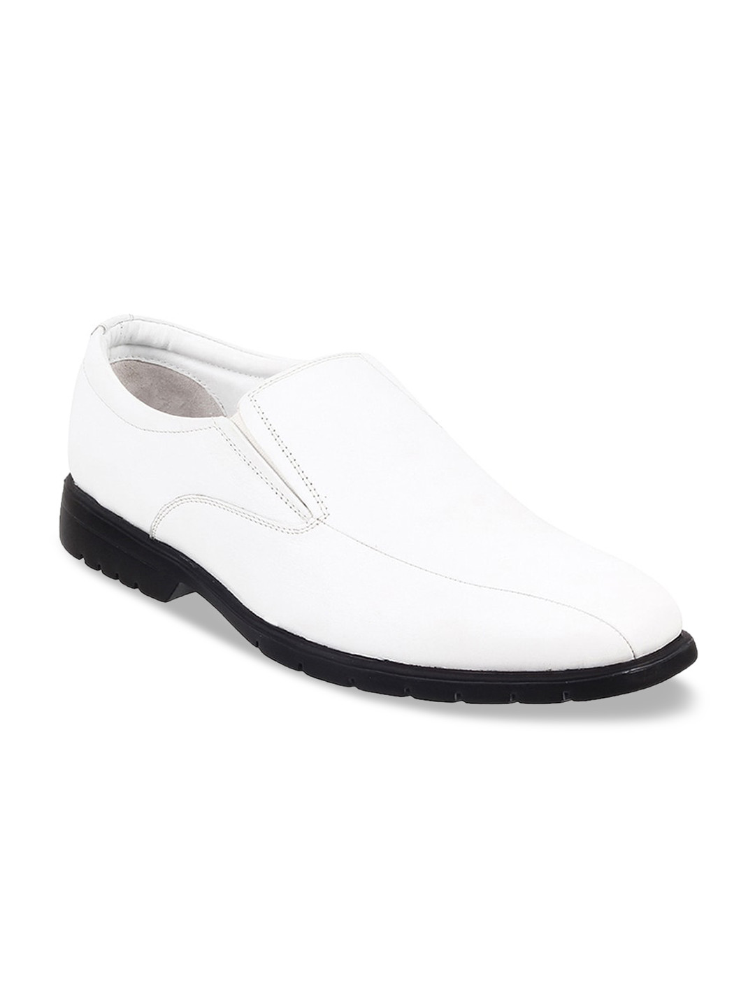 DAVINCHI Men White Solid Formal Slip-Ons