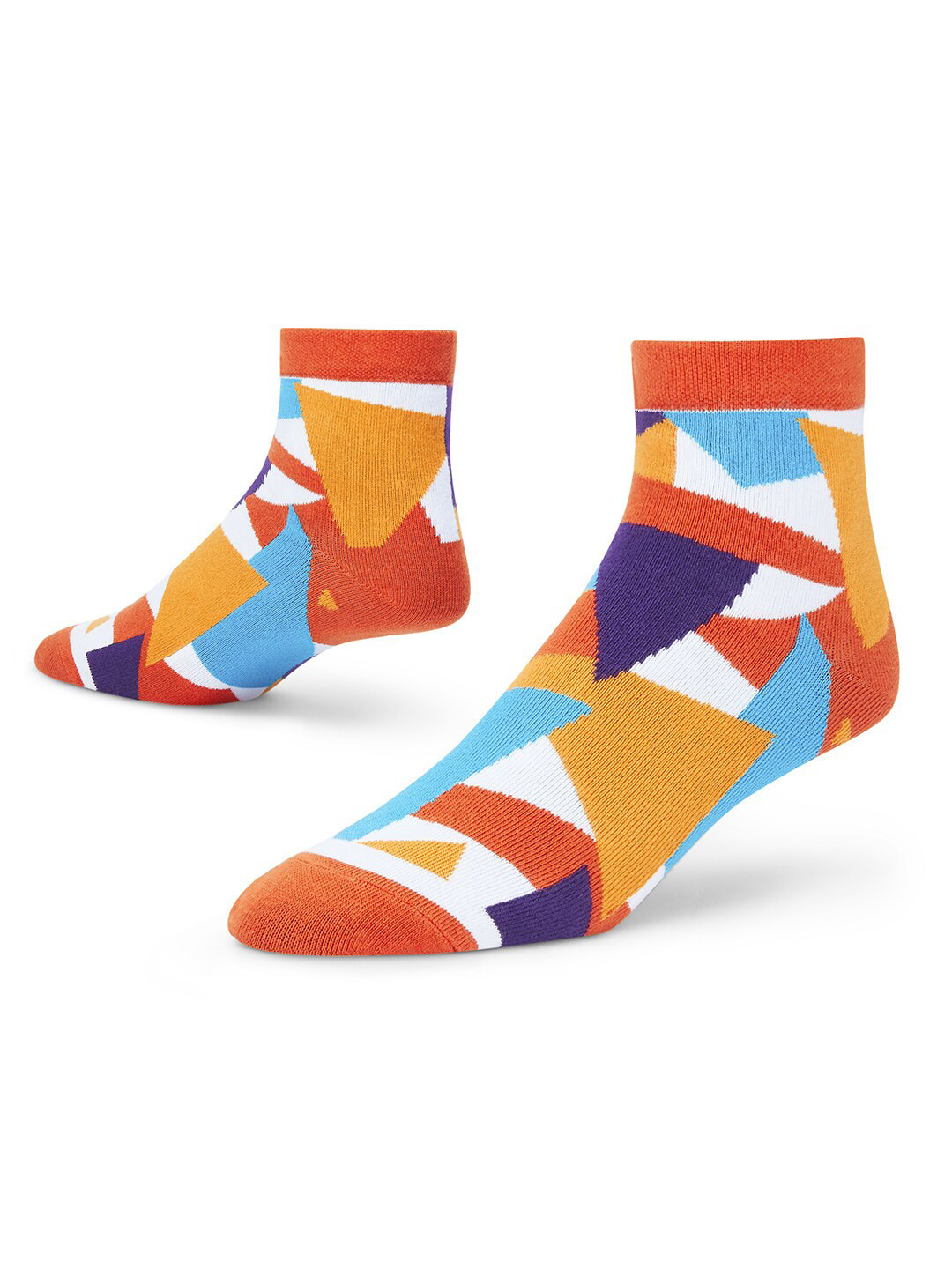 Dynamocks  Orange & White Patterned Ankle-Length Socks