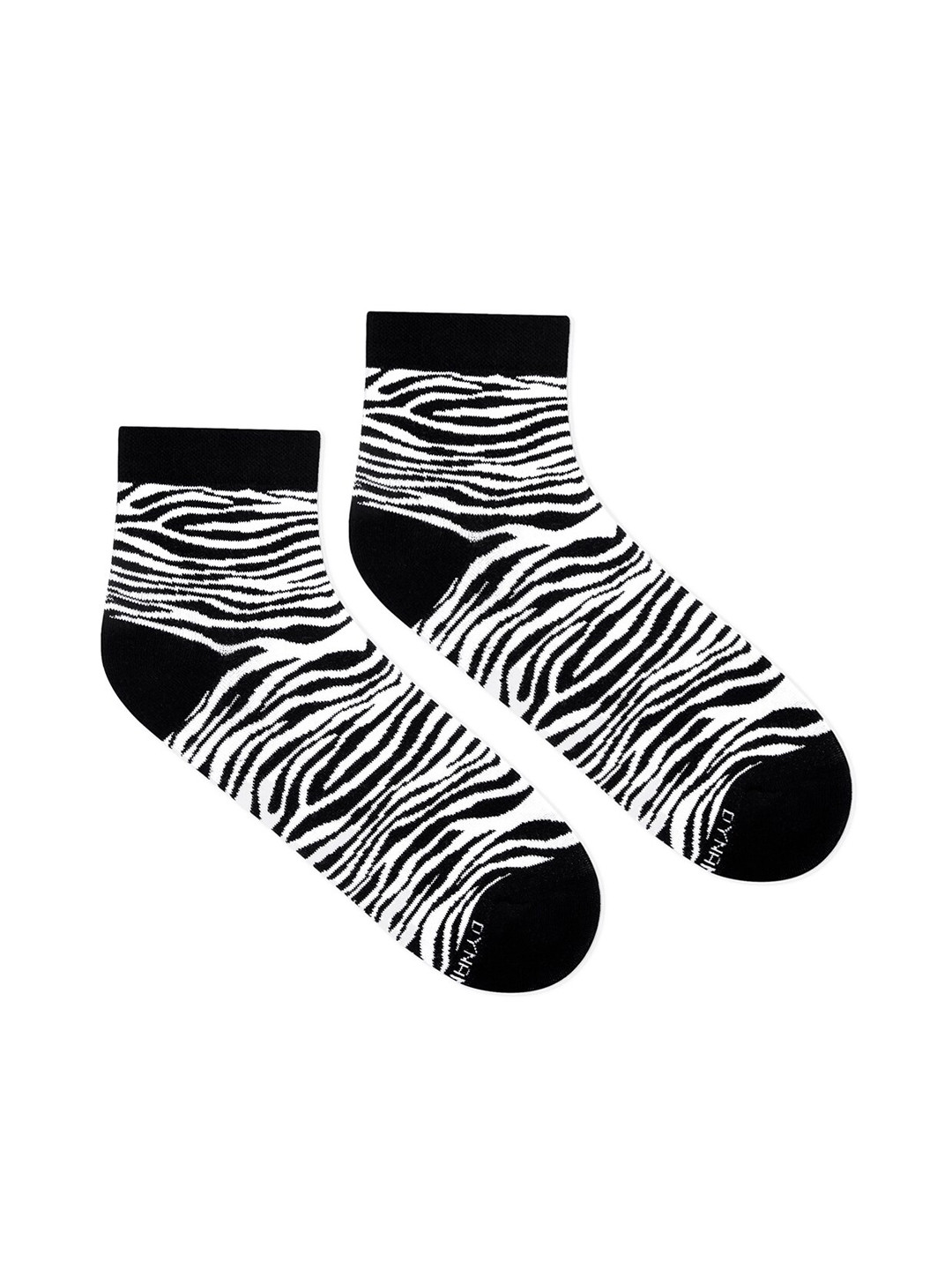 Dynamocks Black & White Zebra Patterned Ankle-Length Socks