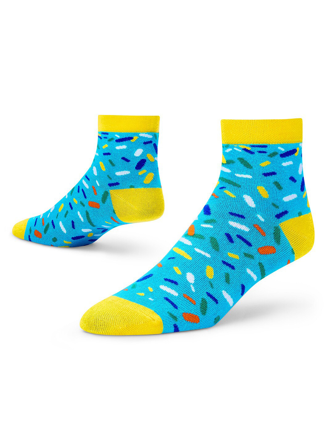 Dynamocks Adults Blue & Yellow Patterned Ankle-Length Socks