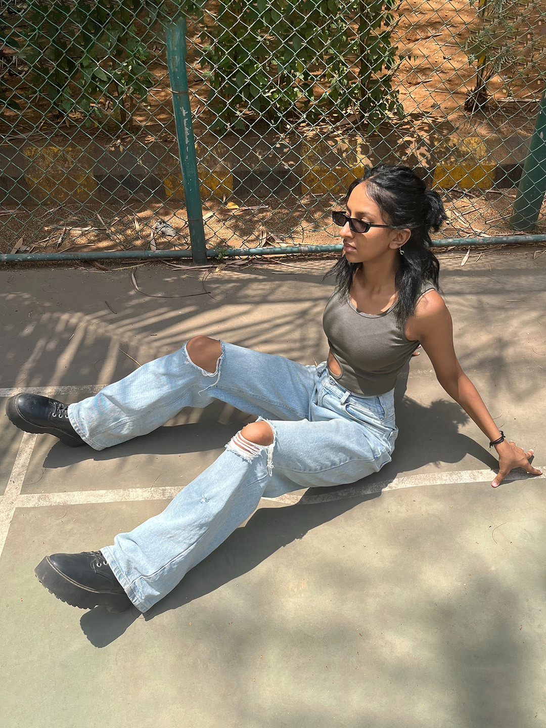 STREET 9 Woman Beautiful Grey Solid Cropped Top