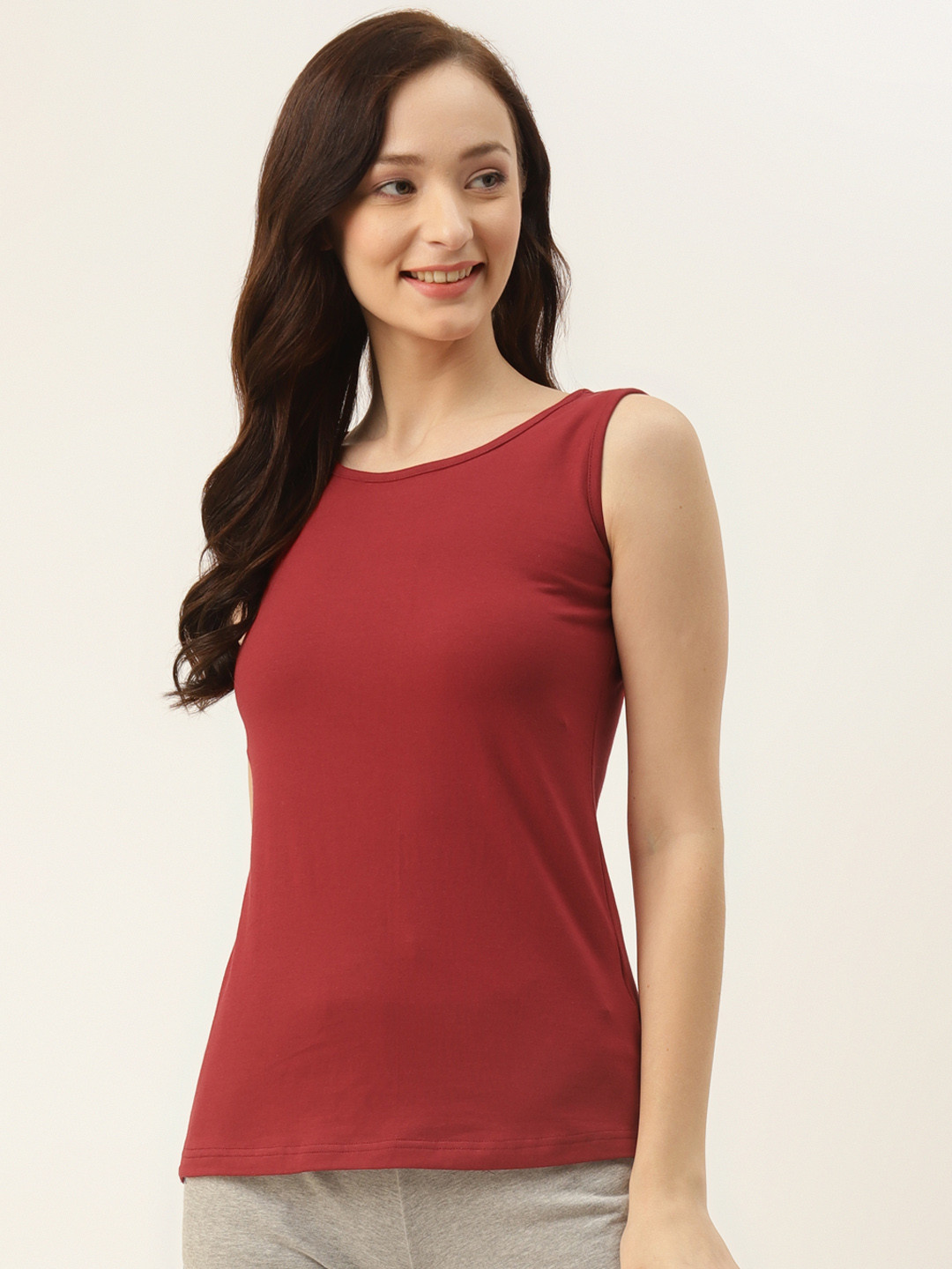 BRINNS Women Maroon Solid Camisoles