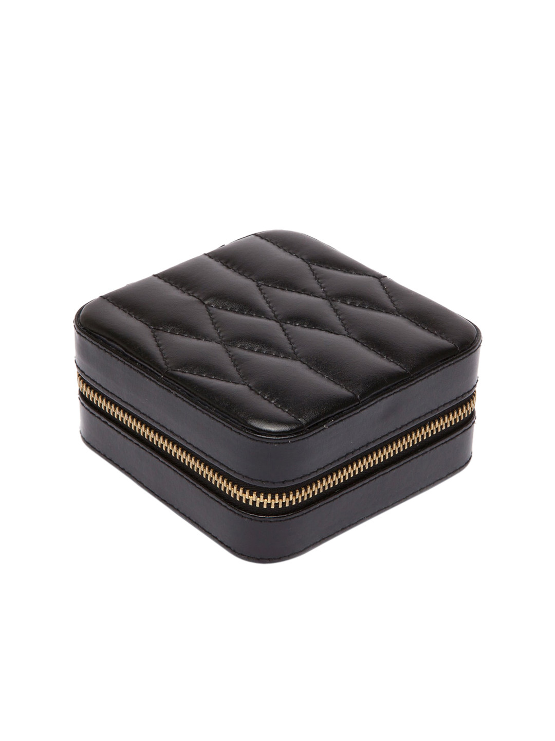 WOLF Black Quilted Leather Watch Organiser