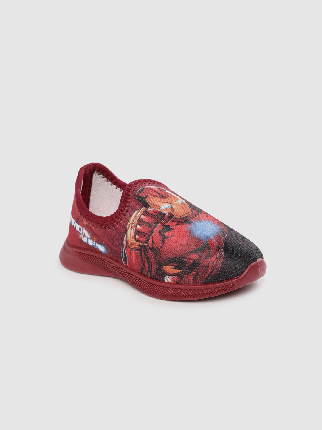 toothless Boys Maroon Avengers Iron Man Printed Slip-On Sneakers