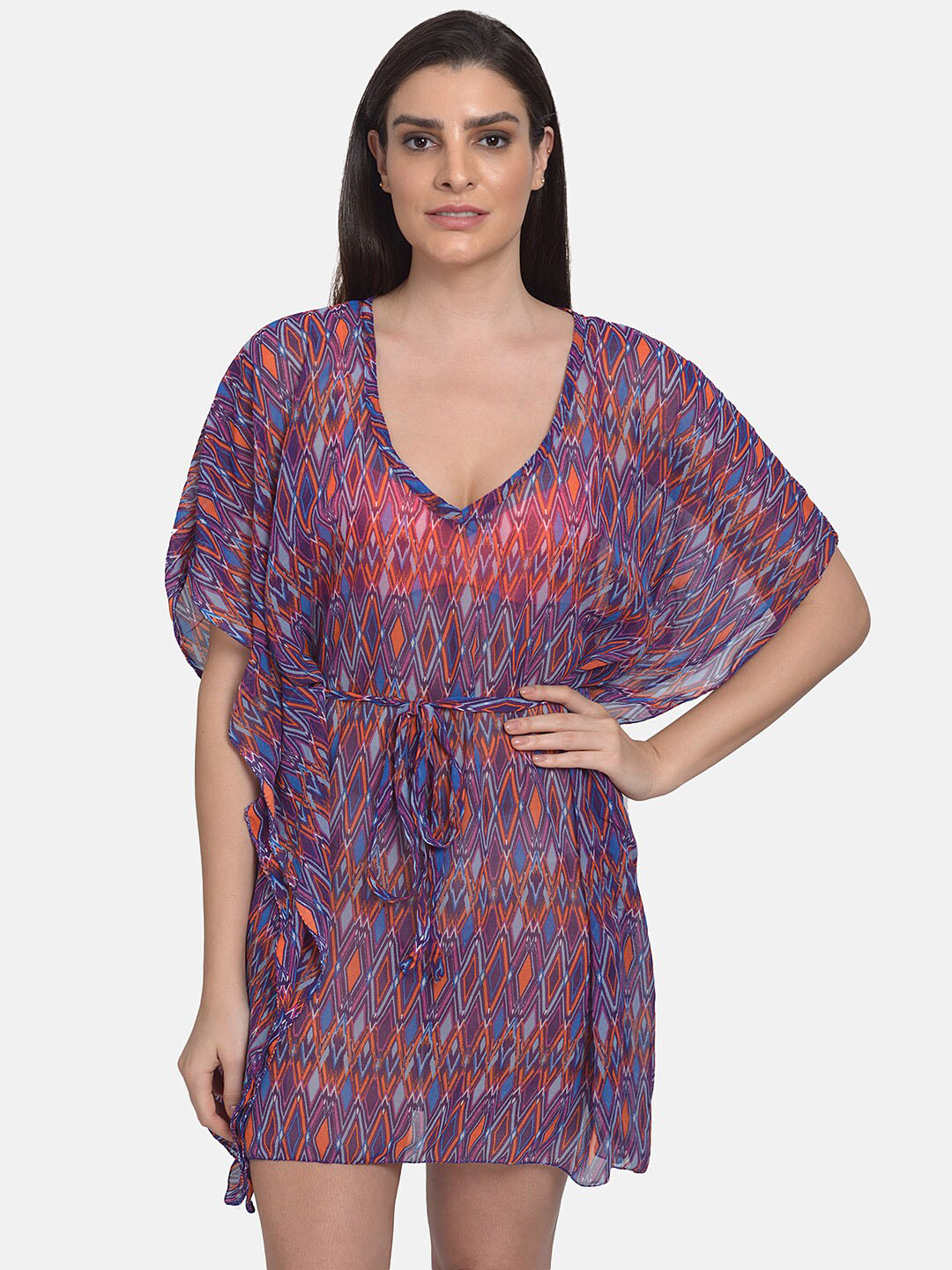mod & shy Women Multicolored Printed Beach Kaftan Dress