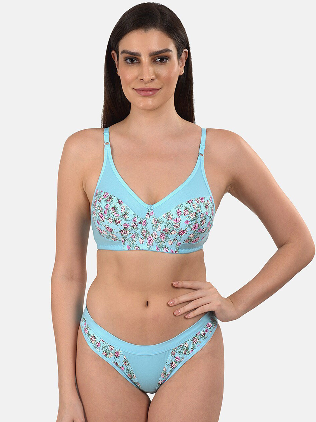 mod & shy Women Blue & Pink Printed Lingerie Set MS353