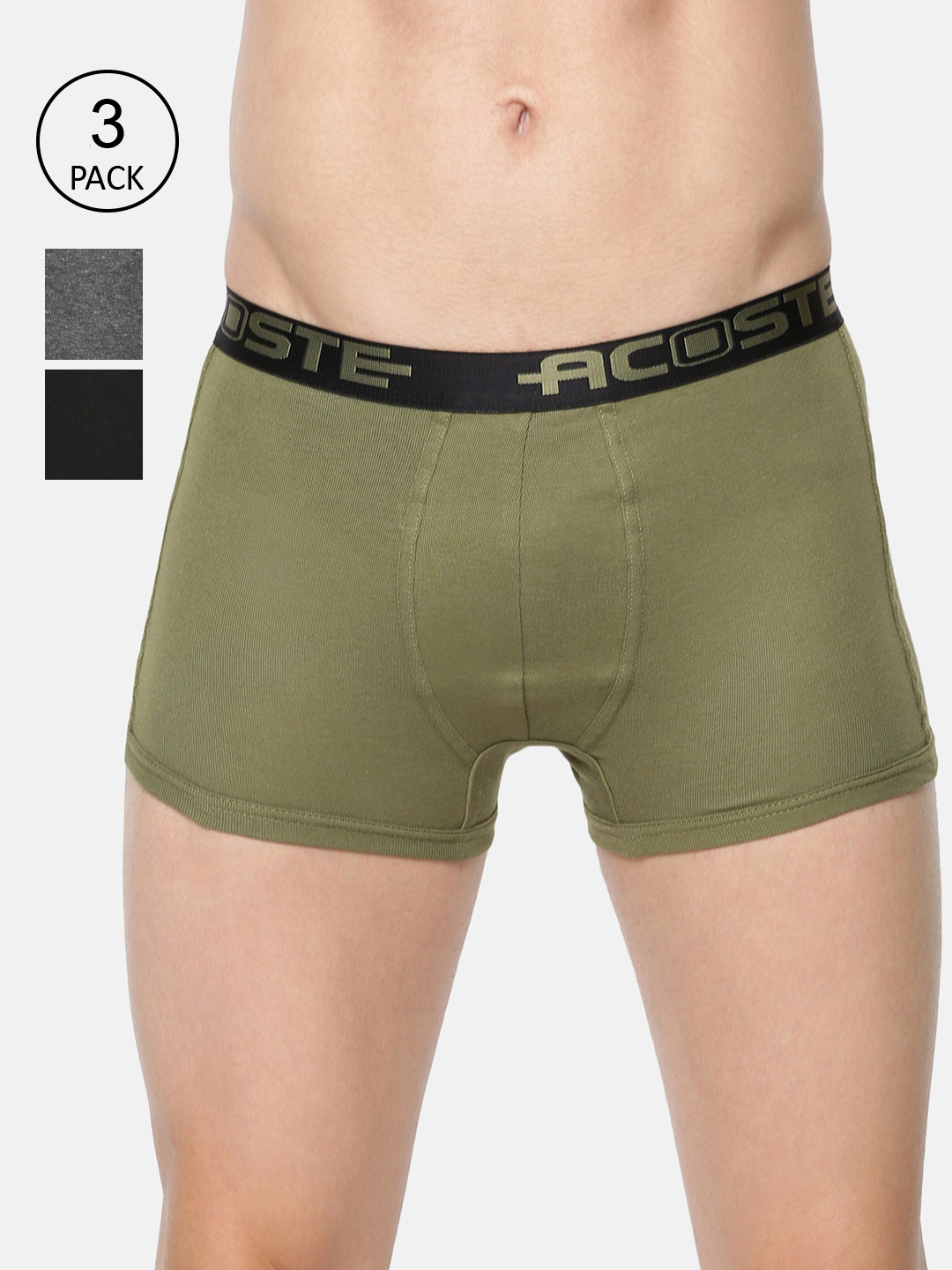 Ramraj Men 100% Soft Combed 3 ACOSTE Fine Jersey Fabric Assorted Trunks