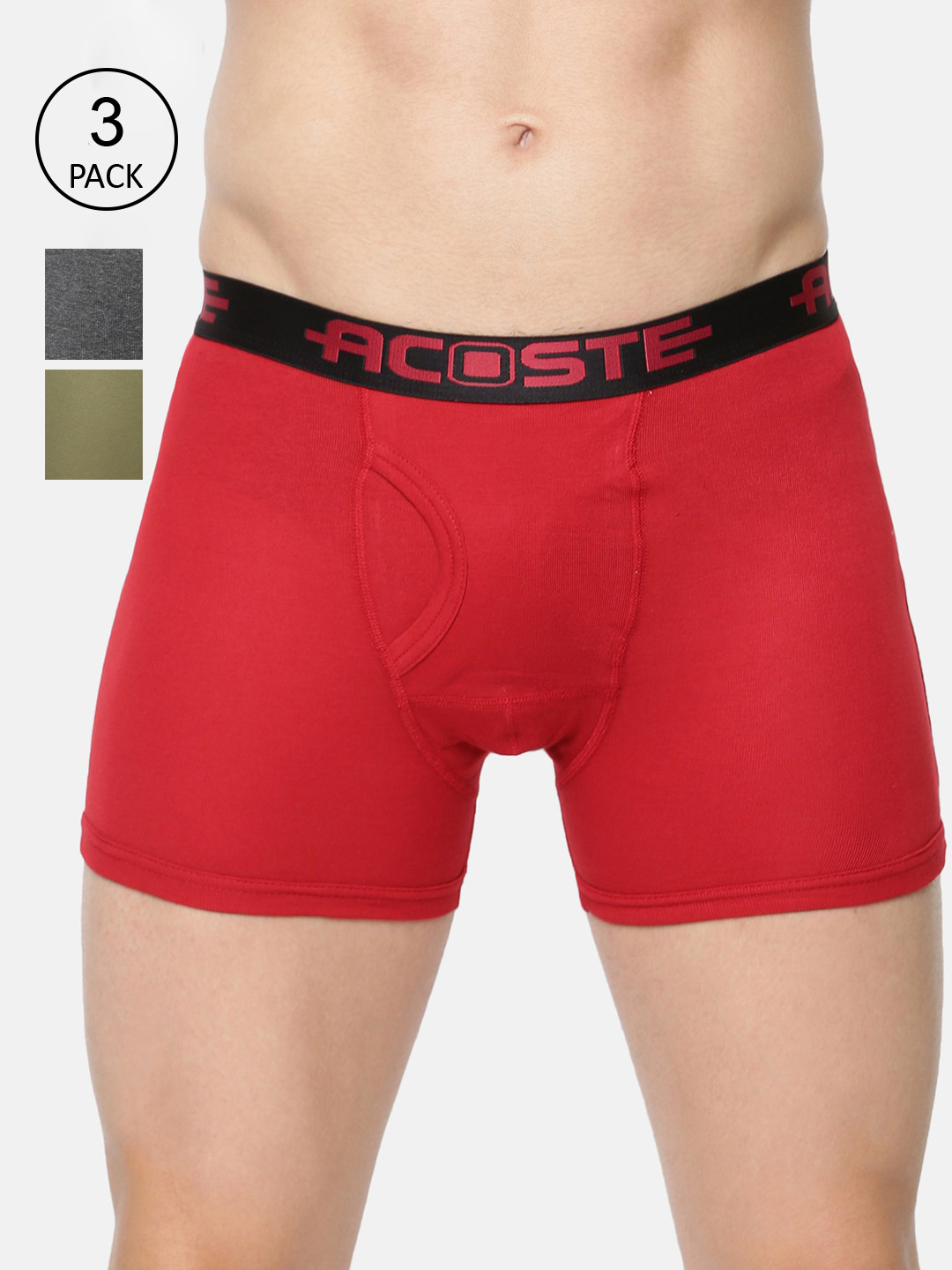 Ramraj Men Pack Of 3 ACOSTE Assorted Pure Cotton Trunks
