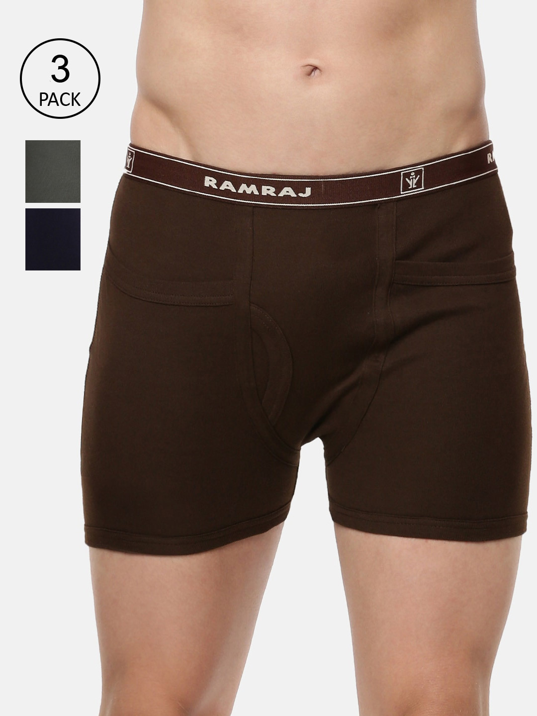 Ramraj Men Pack Of 3 Assorted Pure Cotton IMAXS Trunks