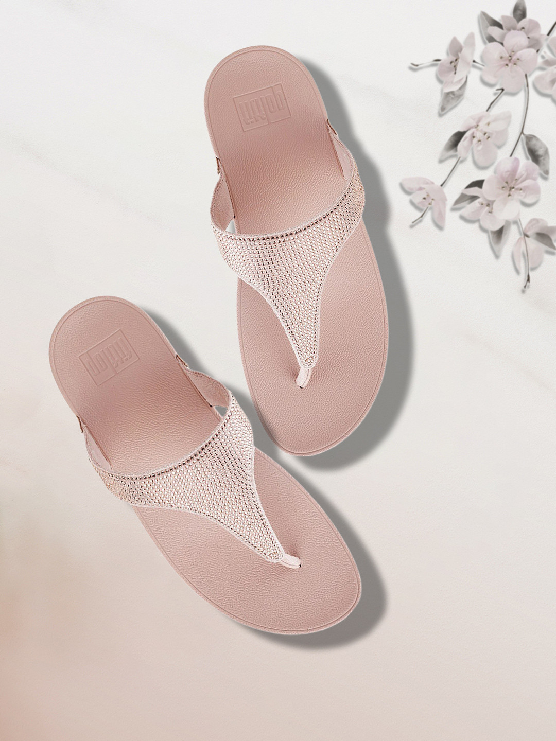 fitflop Gold-Toned & Beige Embellished Casual Platform Sandals