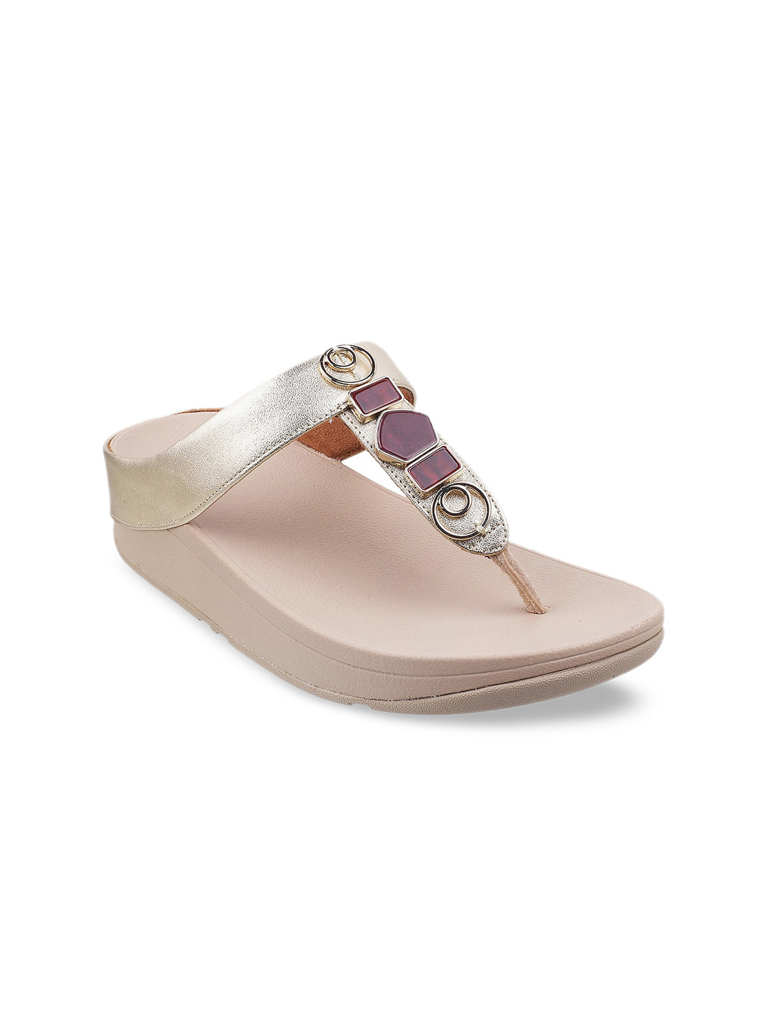 fitflop Silver-Toned Embellished Leather Kitten Pumps