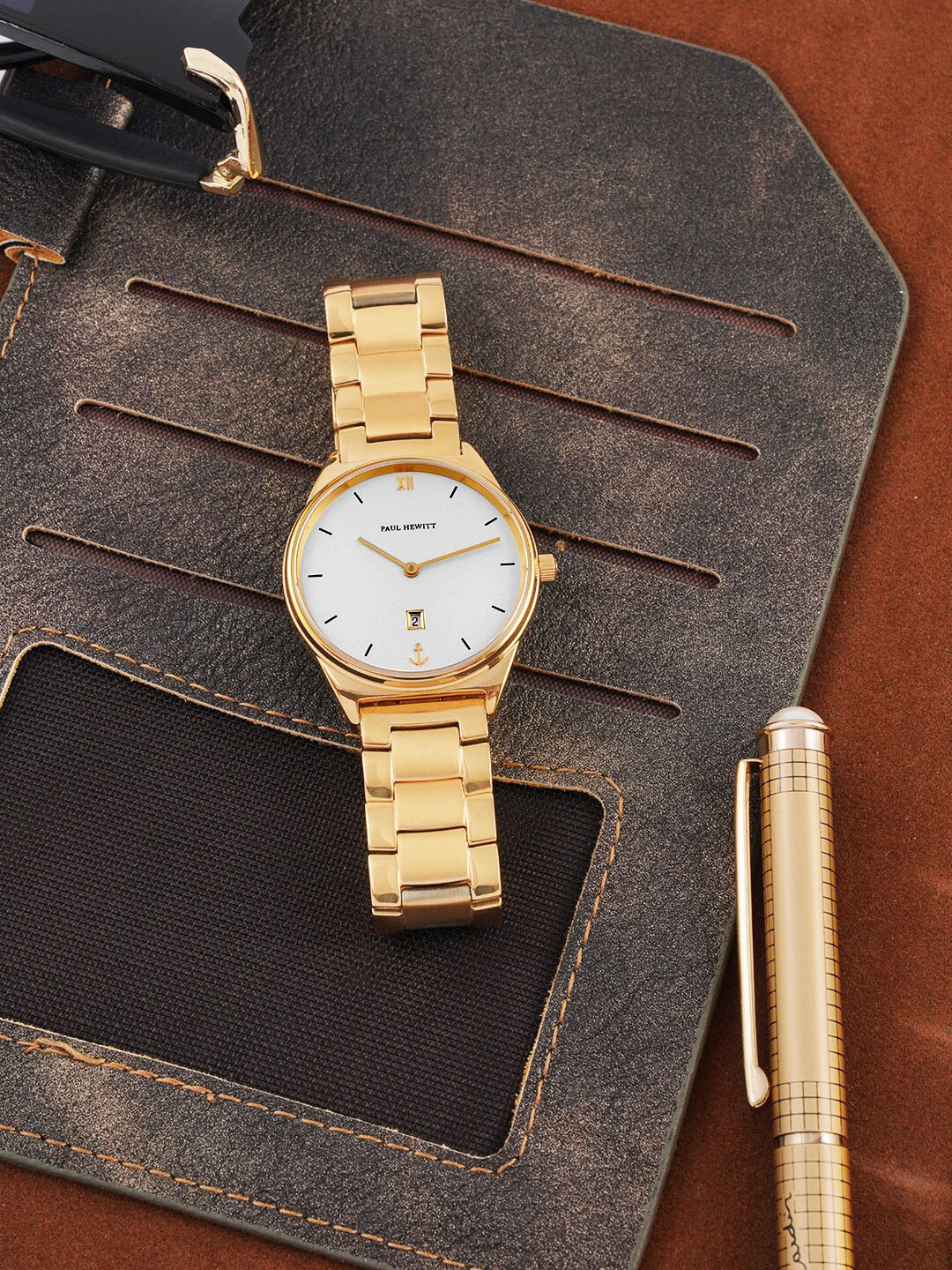 PAUL HEWITT Women White Dial & Gold Toned Stainless Steel Straps Analogue Watch