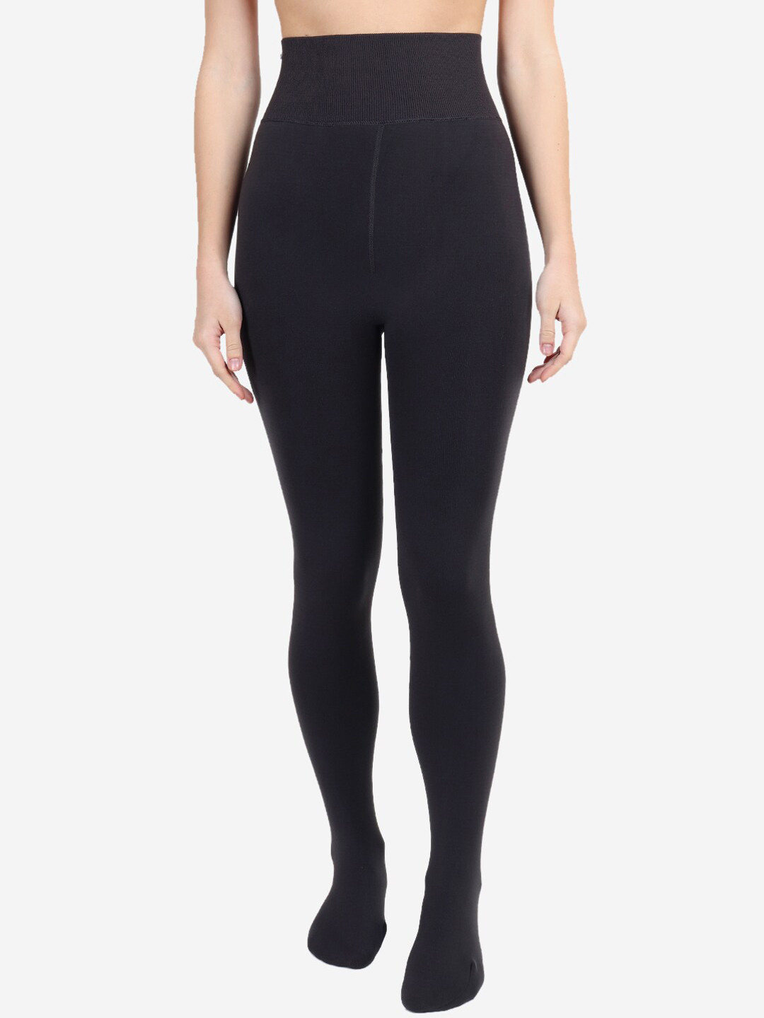 Lebami Women Grey Solid Thermal Stockings