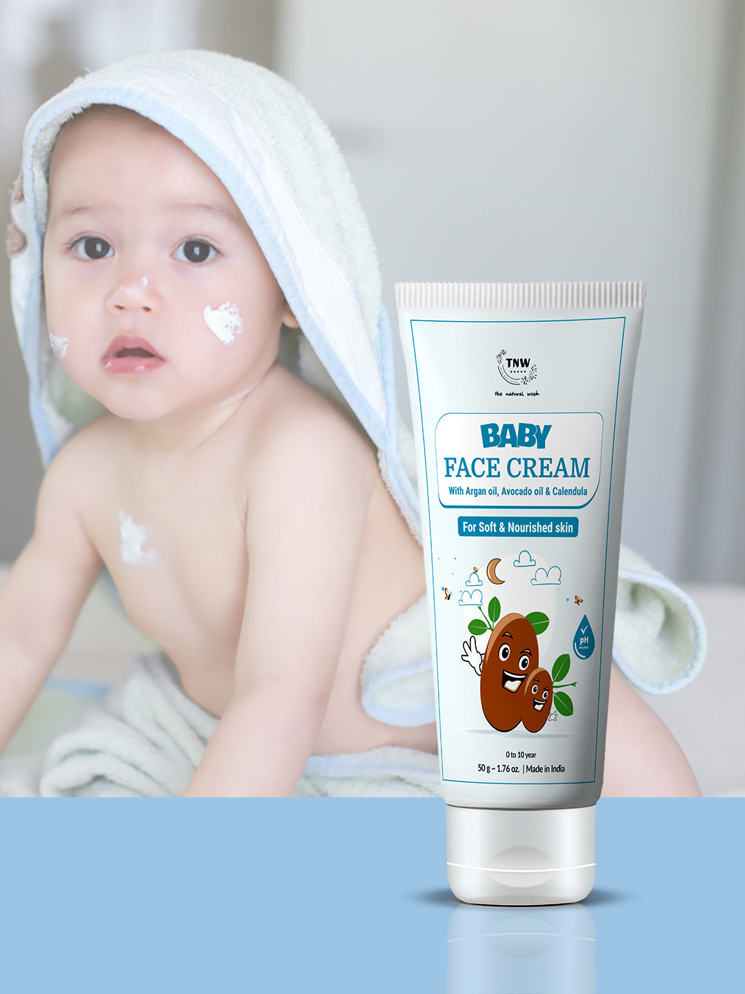 TNW the natural wash Unisex Kids White Baby Face Cream- 50g