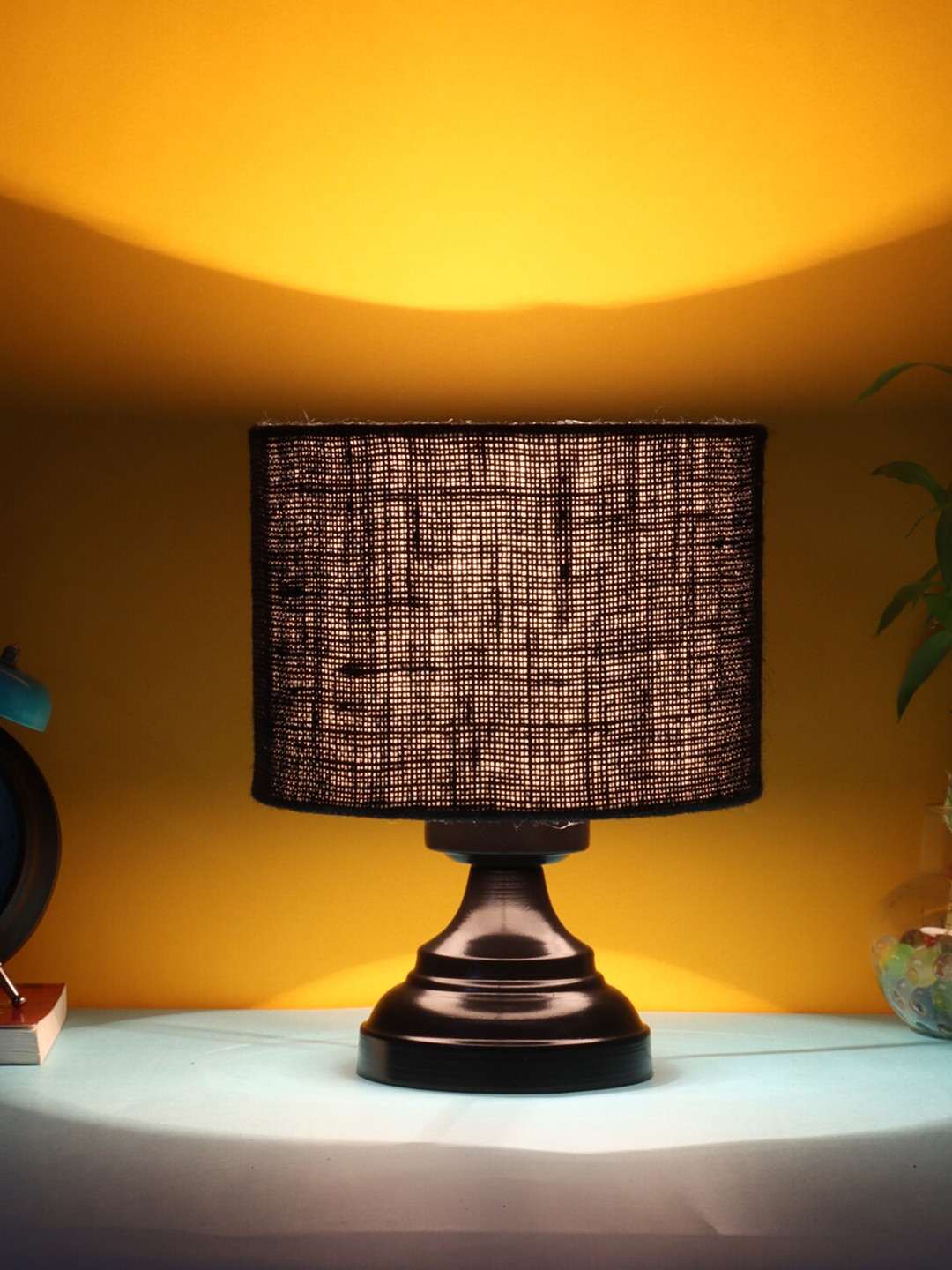 Devansh Black Jute Table Lamp With Iron Base