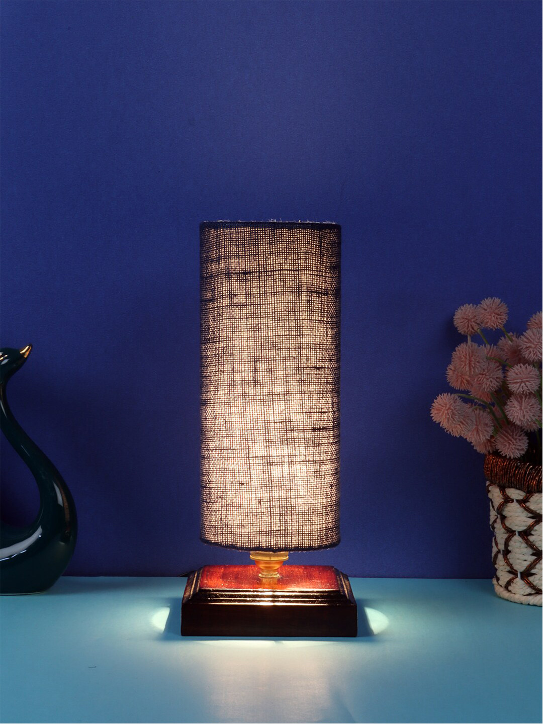 Devansh Blue Table Lamp with Jute Shade